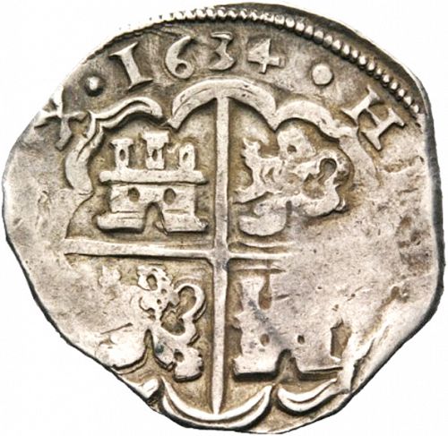 8 Reales Reverse Image minted in SPAIN in 1634R (1621-65  -  FELIPE IV)  - The Coin Database