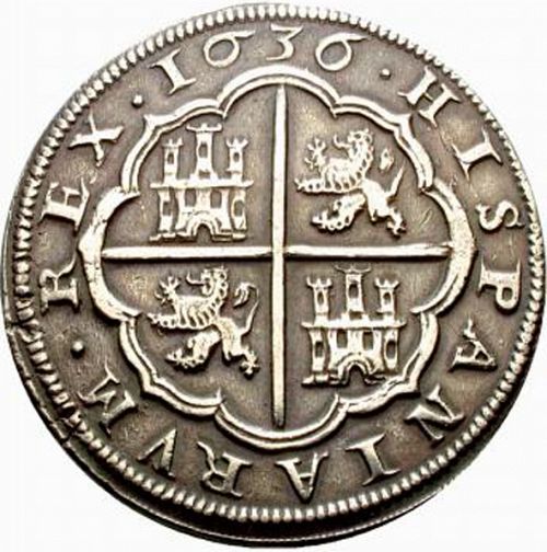 8 Reales Reverse Image minted in SPAIN in 1636R (1621-65  -  FELIPE IV)  - The Coin Database