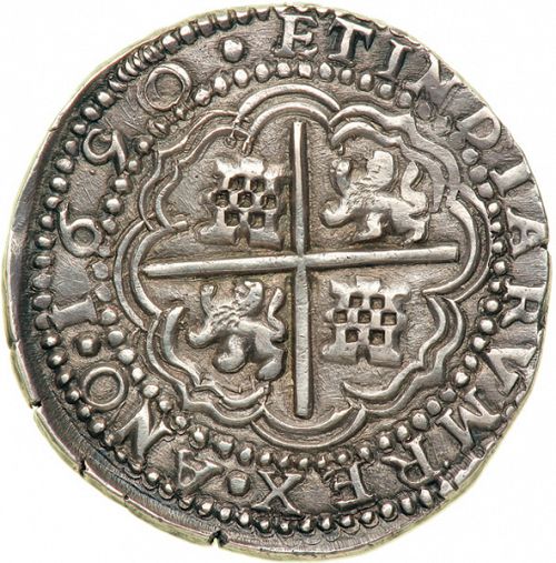 8 Reales Reverse Image minted in SPAIN in 1650O (1621-65  -  FELIPE IV)  - The Coin Database