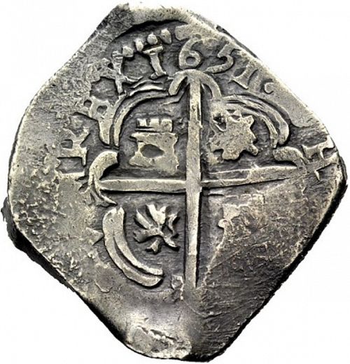 8 Reales Reverse Image minted in SPAIN in 1651CA (1621-65  -  FELIPE IV)  - The Coin Database