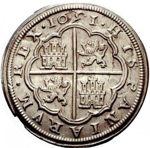 8 Reales Reverse Image minted in SPAIN in 1651I (1621-65  -  FELIPE IV)  - The Coin Database