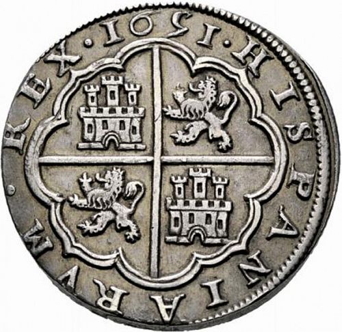 8 Reales Reverse Image minted in SPAIN in 1651I (1621-65  -  FELIPE IV)  - The Coin Database