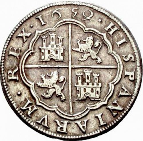 8 Reales Reverse Image minted in SPAIN in 1659BR (1621-65  -  FELIPE IV)  - The Coin Database