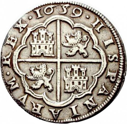 8 Reales Reverse Image minted in SPAIN in 1659BR (1621-65  -  FELIPE IV)  - The Coin Database
