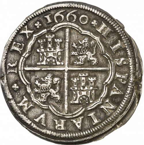 8 Reales Reverse Image minted in SPAIN in 1660BR (1621-65  -  FELIPE IV)  - The Coin Database