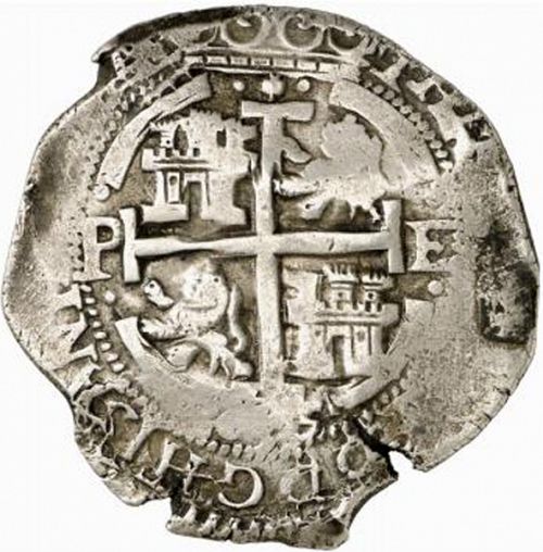 8 Reales Reverse Image minted in SPAIN in 1665E (1621-65  -  FELIPE IV)  - The Coin Database
