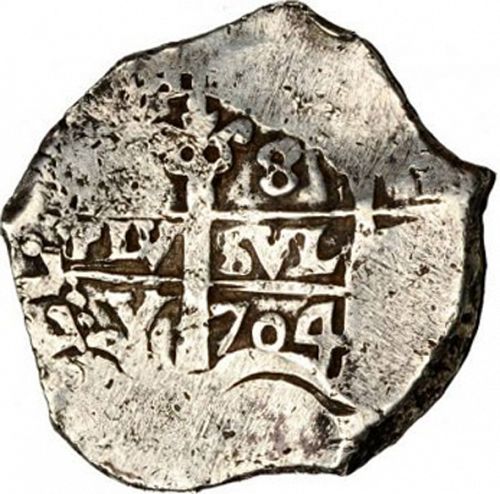 8 Reales Obverse Image minted in SPAIN in 1704Y (1700-46  -  FELIPE V)  - The Coin Database