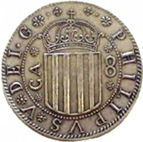 8 Reales Obverse Image minted in SPAIN in 1707 (1700-46  -  FELIPE V)  - The Coin Database