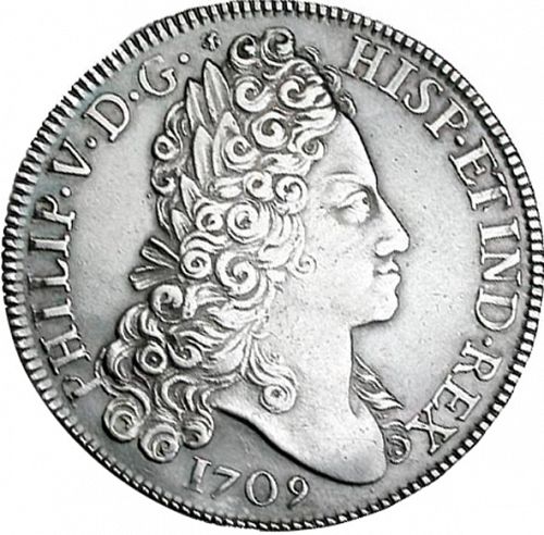 8 Reales Obverse Image minted in SPAIN in 1709J (1700-46  -  FELIPE V)  - The Coin Database