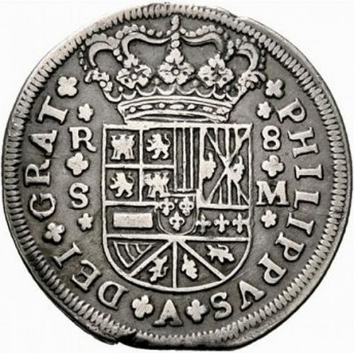 8 Reales Obverse Image minted in SPAIN in 1718M (1700-46  -  FELIPE V)  - The Coin Database