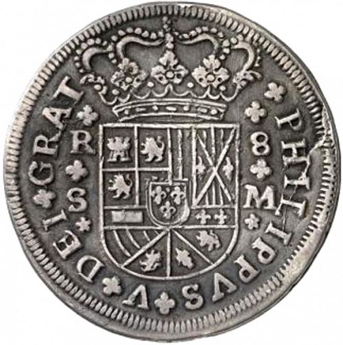 8 Reales Obverse Image minted in SPAIN in 1718M (1700-46  -  FELIPE V)  - The Coin Database