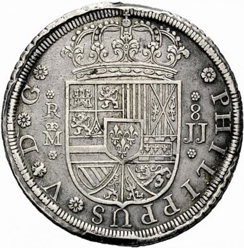 8 Reales Obverse Image minted in SPAIN in 1728JJ (1700-46  -  FELIPE V)  - The Coin Database