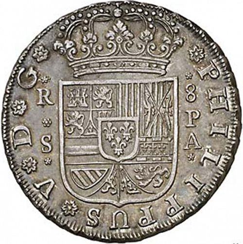 8 Reales Obverse Image minted in SPAIN in 1732PA (1700-46  -  FELIPE V)  - The Coin Database