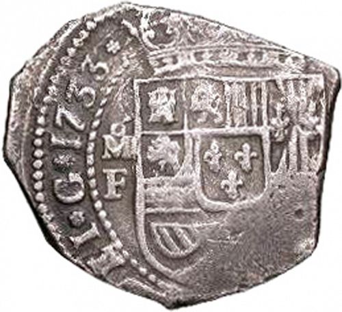 8 Reales Obverse Image minted in SPAIN in 1733F (1700-46  -  FELIPE V)  - The Coin Database