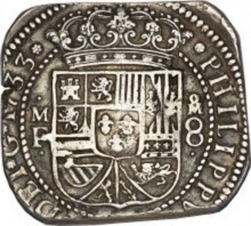 8 Reales Obverse Image minted in SPAIN in 1733MF (1700-46  -  FELIPE V)  - The Coin Database