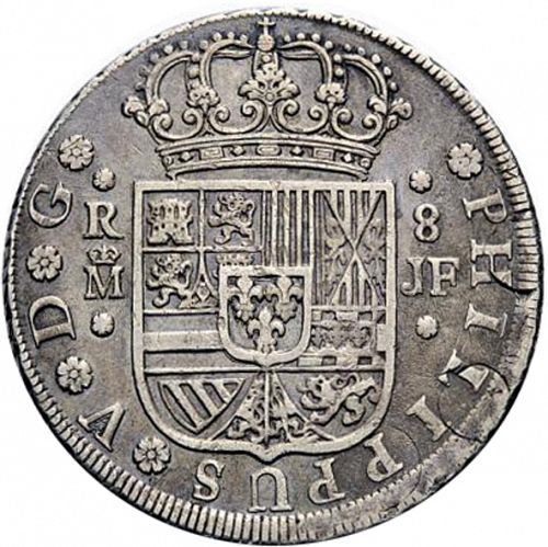 8 Reales Obverse Image minted in SPAIN in 1734JF (1700-46  -  FELIPE V)  - The Coin Database