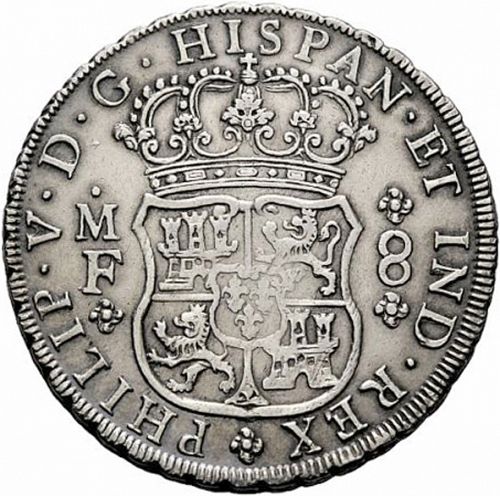 8 Reales Obverse Image minted in SPAIN in 1734MF (1700-46  -  FELIPE V)  - The Coin Database