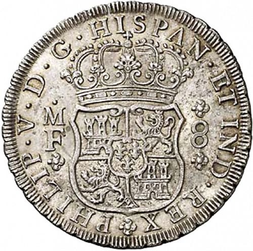 8 Reales Obverse Image minted in SPAIN in 1734MF (1700-46  -  FELIPE V)  - The Coin Database