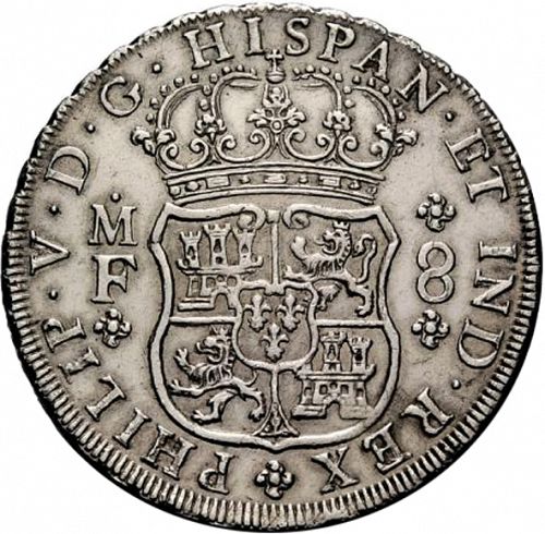 8 Reales Obverse Image minted in SPAIN in 1735MF (1700-46  -  FELIPE V)  - The Coin Database