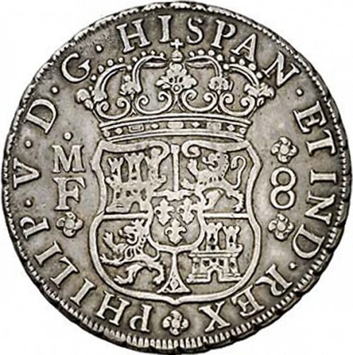 8 Reales Obverse Image minted in SPAIN in 1737MF (1700-46  -  FELIPE V)  - The Coin Database