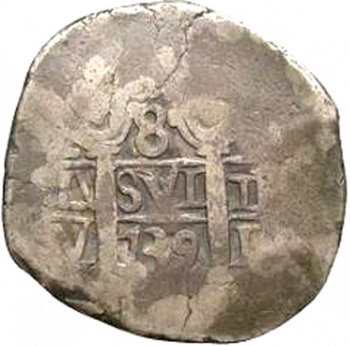 8 Reales Obverse Image minted in SPAIN in 1739V (1700-46  -  FELIPE V)  - The Coin Database