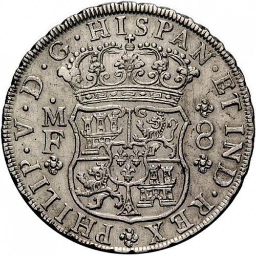 8 Reales Obverse Image minted in SPAIN in 1740MF (1700-46  -  FELIPE V)  - The Coin Database