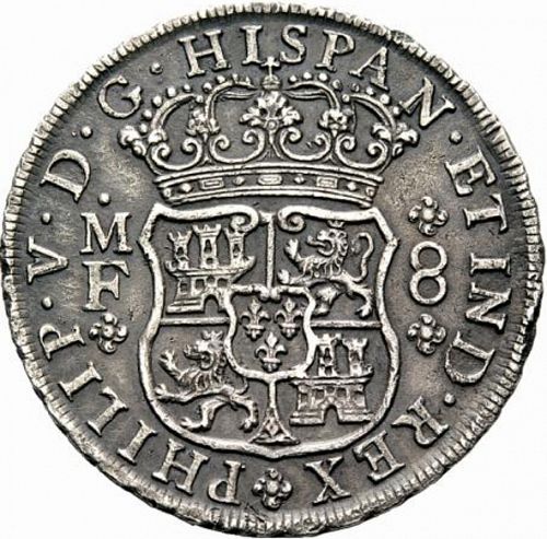 8 Reales Obverse Image minted in SPAIN in 1741MF (1700-46  -  FELIPE V)  - The Coin Database