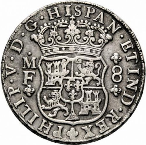 8 Reales Obverse Image minted in SPAIN in 1746MF (1700-46  -  FELIPE V)  - The Coin Database