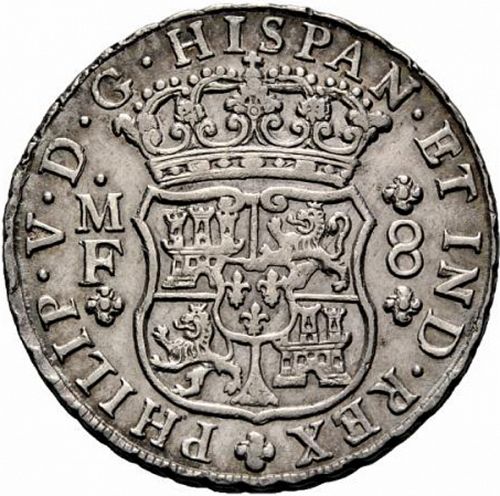 8 Reales Obverse Image minted in SPAIN in 1747MF (1700-46  -  FELIPE V)  - The Coin Database