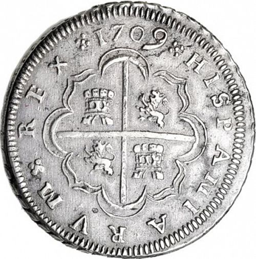 8 Reales Reverse Image minted in SPAIN in 1709M (1700-46  -  FELIPE V)  - The Coin Database