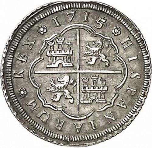 8 Reales Reverse Image minted in SPAIN in 1715J (1700-46  -  FELIPE V)  - The Coin Database