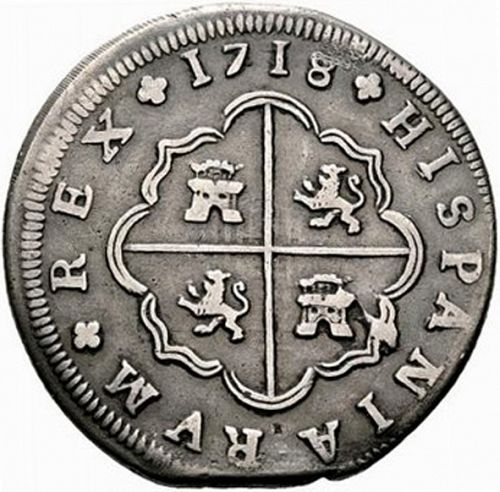 8 Reales Reverse Image minted in SPAIN in 1718M (1700-46  -  FELIPE V)  - The Coin Database