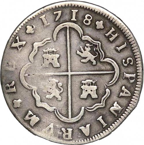 8 Reales Reverse Image minted in SPAIN in 1718M (1700-46  -  FELIPE V)  - The Coin Database