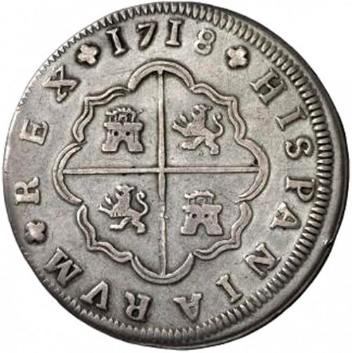 8 Reales Reverse Image minted in SPAIN in 1718M (1700-46  -  FELIPE V)  - The Coin Database