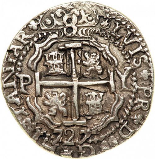 8 Reales Reverse Image minted in SPAIN in 1727Y (1700-46  -  FELIPE V)  - The Coin Database