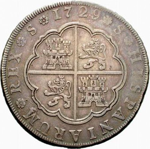 8 Reales Reverse Image minted in SPAIN in 1729 (1700-46  -  FELIPE V)  - The Coin Database