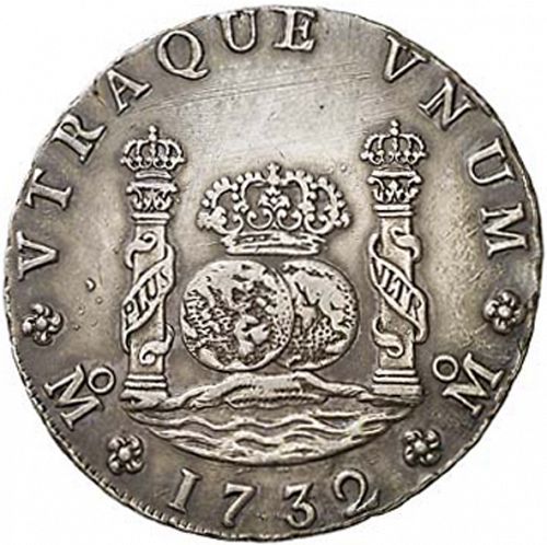 8 Reales Reverse Image minted in SPAIN in 1732F (1700-46  -  FELIPE V)  - The Coin Database