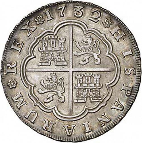 8 Reales Reverse Image minted in SPAIN in 1732PA (1700-46  -  FELIPE V)  - The Coin Database