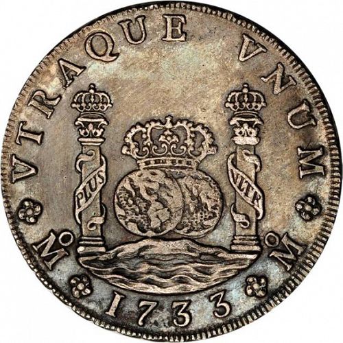 8 Reales Reverse Image minted in SPAIN in 1733MF (1700-46  -  FELIPE V)  - The Coin Database
