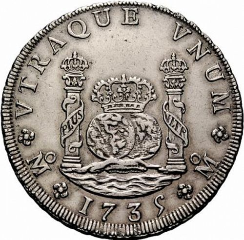 8 Reales Reverse Image minted in SPAIN in 1735MF (1700-46  -  FELIPE V)  - The Coin Database