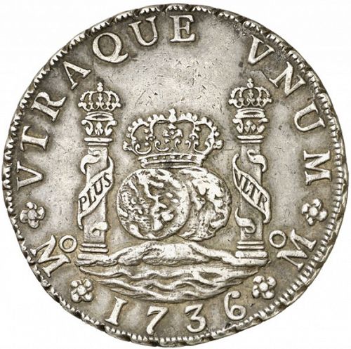 8 Reales Reverse Image minted in SPAIN in 1736MF (1700-46  -  FELIPE V)  - The Coin Database
