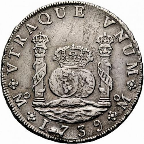 8 Reales Reverse Image minted in SPAIN in 1739MF (1700-46  -  FELIPE V)  - The Coin Database