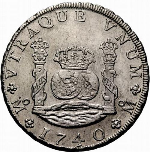 8 Reales Reverse Image minted in SPAIN in 1740MF (1700-46  -  FELIPE V)  - The Coin Database