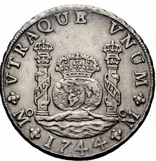 8 Reales Reverse Image minted in SPAIN in 1744MF (1700-46  -  FELIPE V)  - The Coin Database