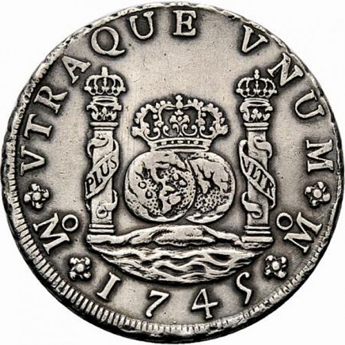 8 Reales Reverse Image minted in SPAIN in 1745MF (1700-46  -  FELIPE V)  - The Coin Database