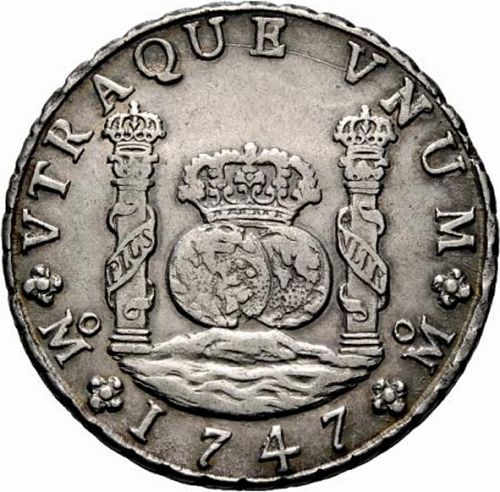 8 Reales Reverse Image minted in SPAIN in 1747MF (1700-46  -  FELIPE V)  - The Coin Database
