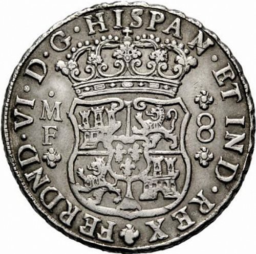 8 Reales Obverse Image minted in SPAIN in 1747MF (1746-59  -  FERNANDO VI)  - The Coin Database