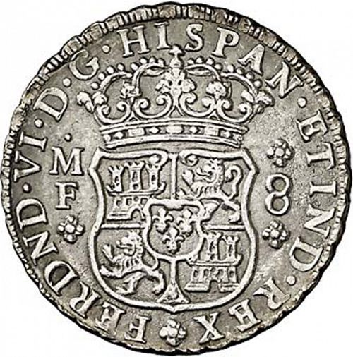 8 Reales Obverse Image minted in SPAIN in 1748MF (1746-59  -  FERNANDO VI)  - The Coin Database
