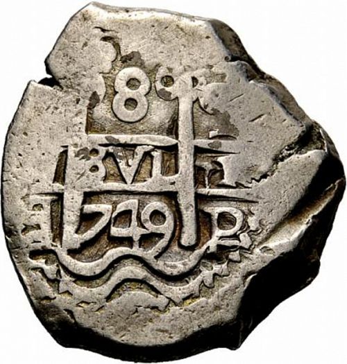 8 Reales Obverse Image minted in SPAIN in 1749Q (1746-59  -  FERNANDO VI)  - The Coin Database