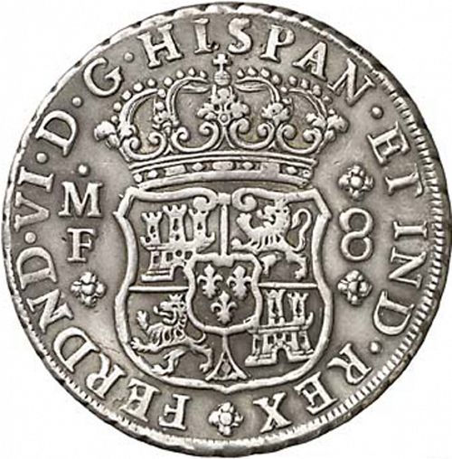 8 Reales Obverse Image minted in SPAIN in 1750MF (1746-59  -  FERNANDO VI)  - The Coin Database